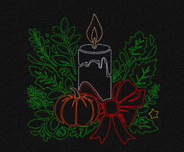 CANDLE WITH BOW LINE ART 5X5