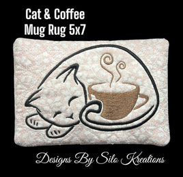 ITH CAT & COFFEE MUG RUG  5X7