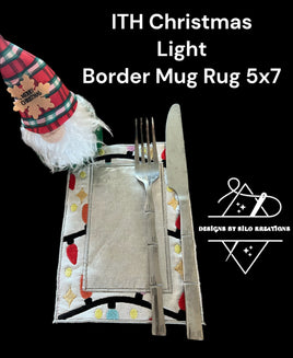 ITH CHRISTMAS LIGHTS BORDER MUG RUG 5X7