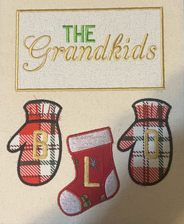 THE GRANDKIDS BANNER SET  (MITTEN AND STOCKING INCLUDED)