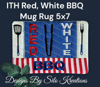 ITH RED WHITE BBQ MUG RUG 5X7