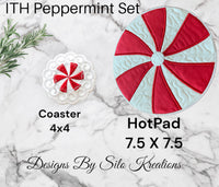 ITH PEPPERMINT SET COASTER, HOT PAD