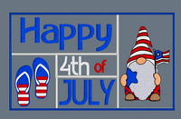 ITH Happy 4th Of July Gnome Banner (9x6)  Applique