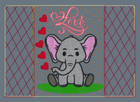 ITH Valentine Elephant Mug Rug 5x7