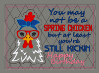 ITH YOU MAY NOT BE A SPRING CHICKEN MUG RUG 5X7