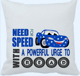 Need For Speed Reading Pillow Design  9x6