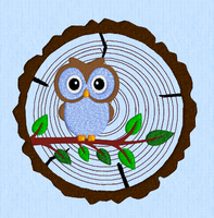 Owl On A Log 5x5  (applique)