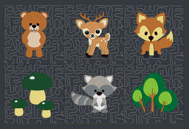 Quilting Square Animal Babies 1-6    4x4