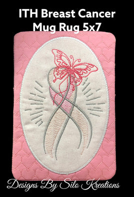 ITH BREAST CANCER WITH BUTTERFLY MUG RUG 5X7