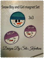 ITH Snow Boy And Girl Magnet Set 3x3