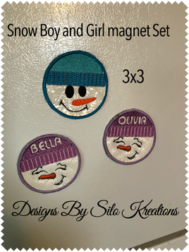 ITH Snow Boy And Girl Magnet Set 3x3