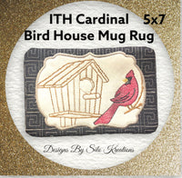 ITH CARDINAL BIRD HOUSE MUG RUG 5X7