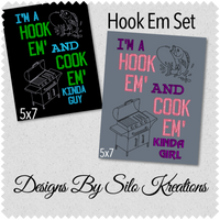 Hook em & Cook Em Set 5x7  (Guy and Girl)