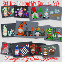 SET OF 12 MONTHLY GNOMES bundle 5X7