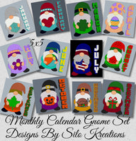 Silo Monthly Calendar Gnomes Bundle  (5x5) Jan-Dec