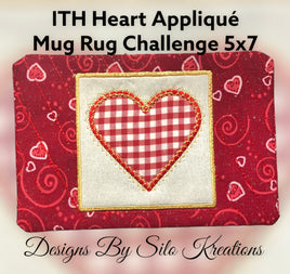 ITH Heart Appliqué Mug Rug 5x7