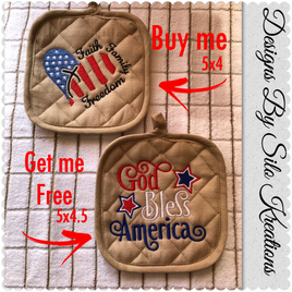Freedom Set  God Bless America Stars 5x 5.4, Faith Family Freedom 5x4