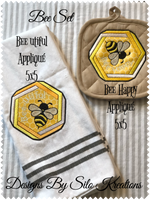 Bee utiful, Bee Happy Applique Bundle 5x5 BONUS  Bee Kind Mug Rug 5x7