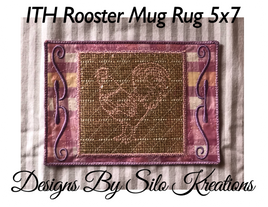 ITH Rooster Mug Rug 5x7