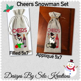 Cheers Snowman Set (filled & applique) 5x7